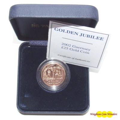 2002 Guernsey Gold Proof £25 Coin – QE II Golden Jubilee
